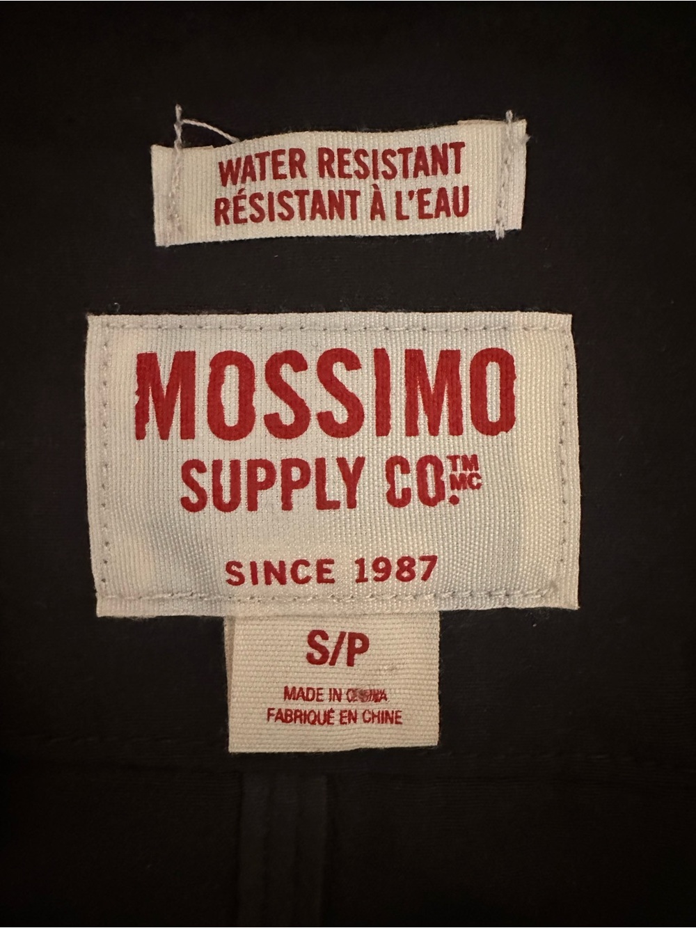Mossimo Supply Co. Black Jacket with Red Logo Labels